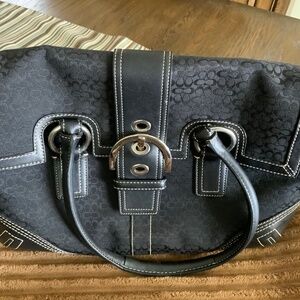 Coach leather trimmed satchel